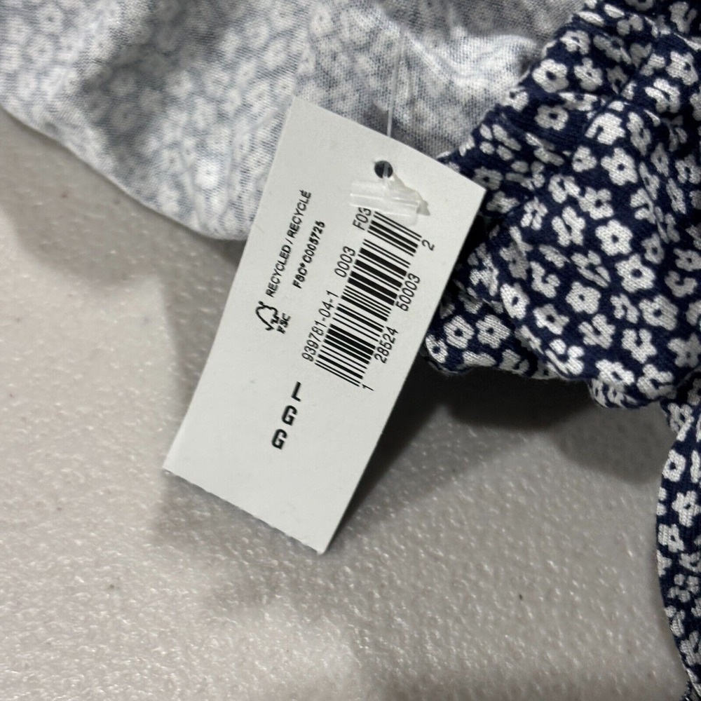 Old Navy Top Blouse Women Large Peasant Floral Blue Balloon Sleeve NWT Tie - Picture 4 of 10